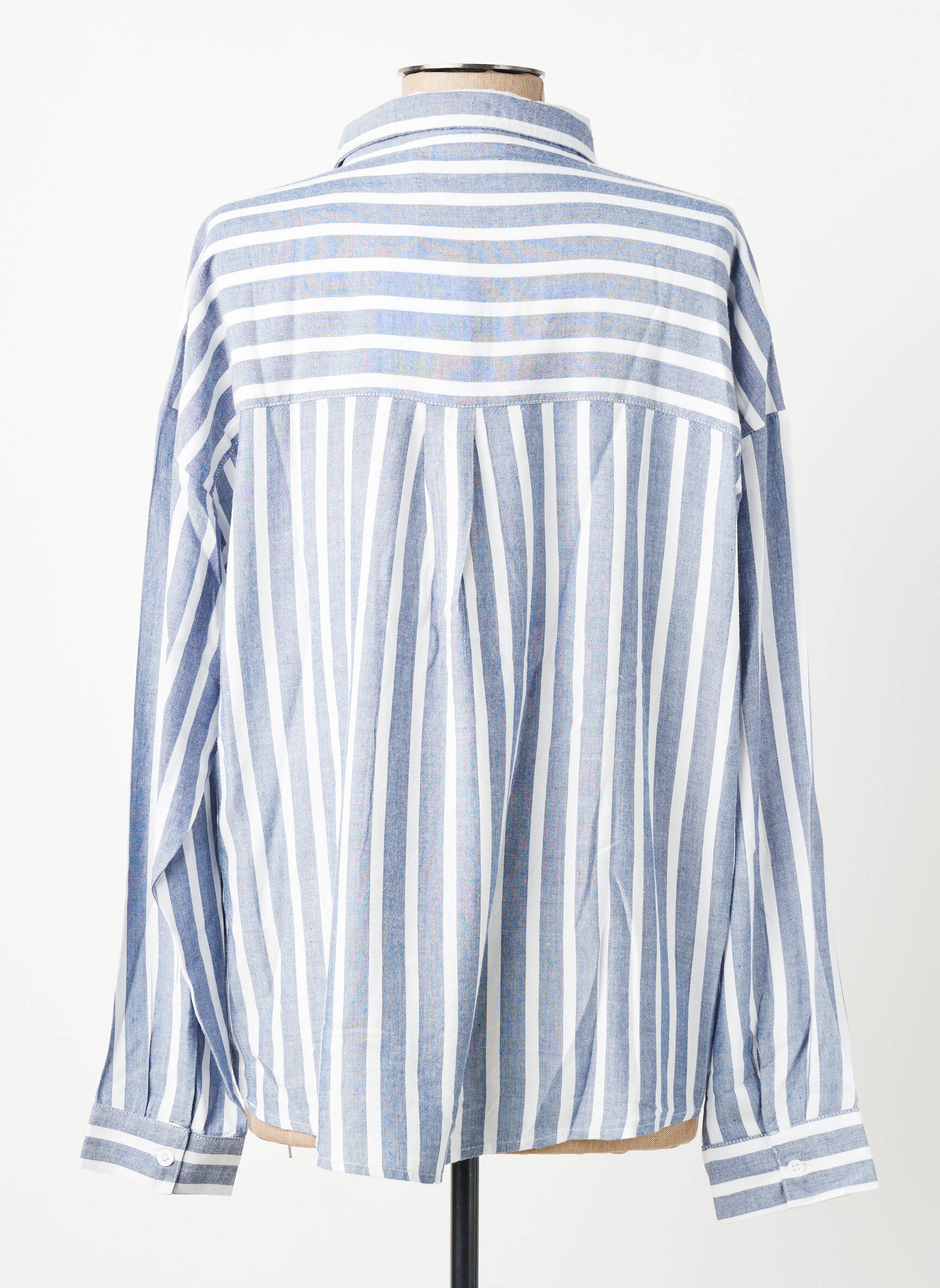 Chemisier tissage popeline manches longues bleu LA PETITE ETOILE femme