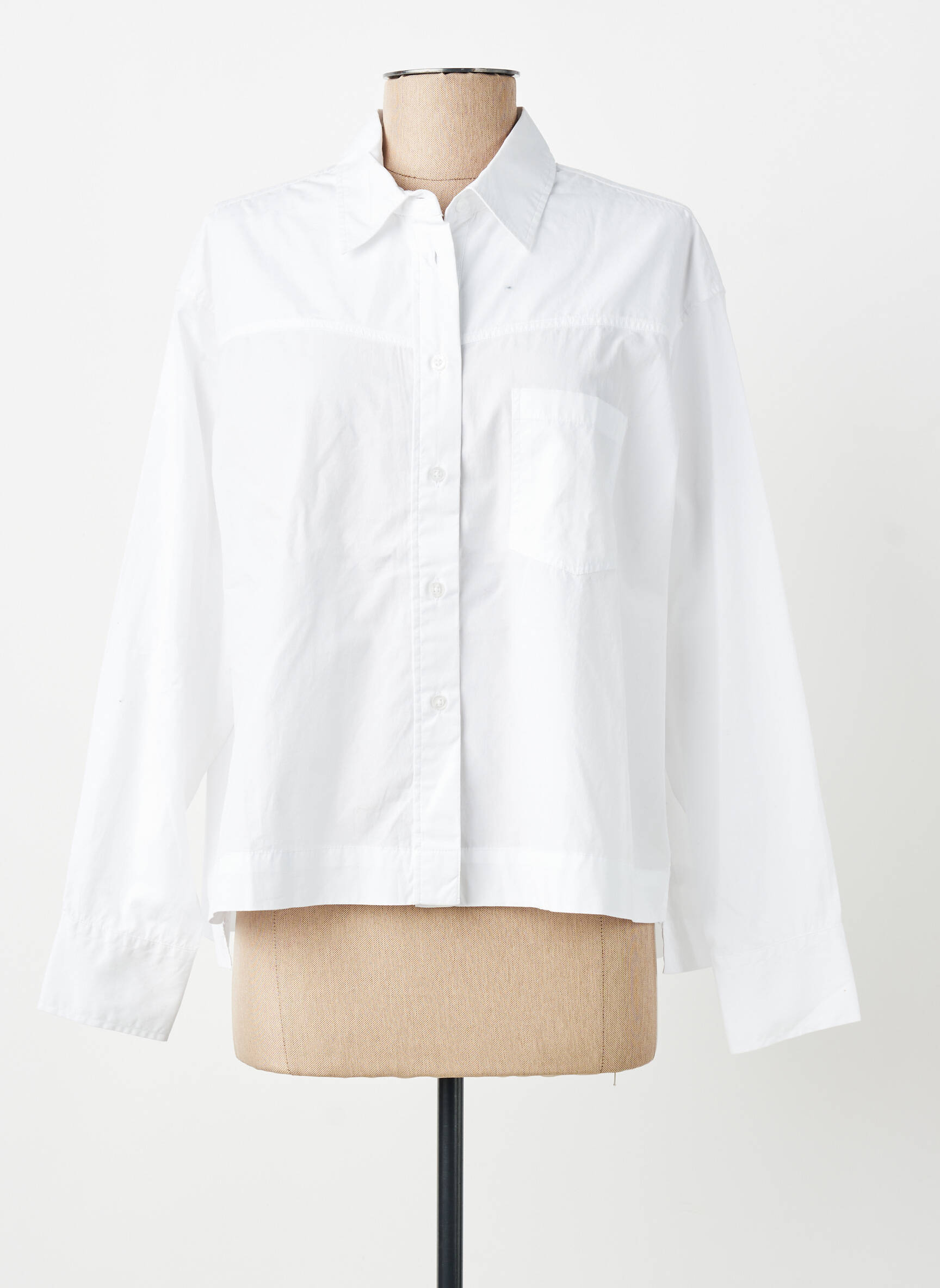 Chemisier coupe droite manches longues blanc FIVE femme
