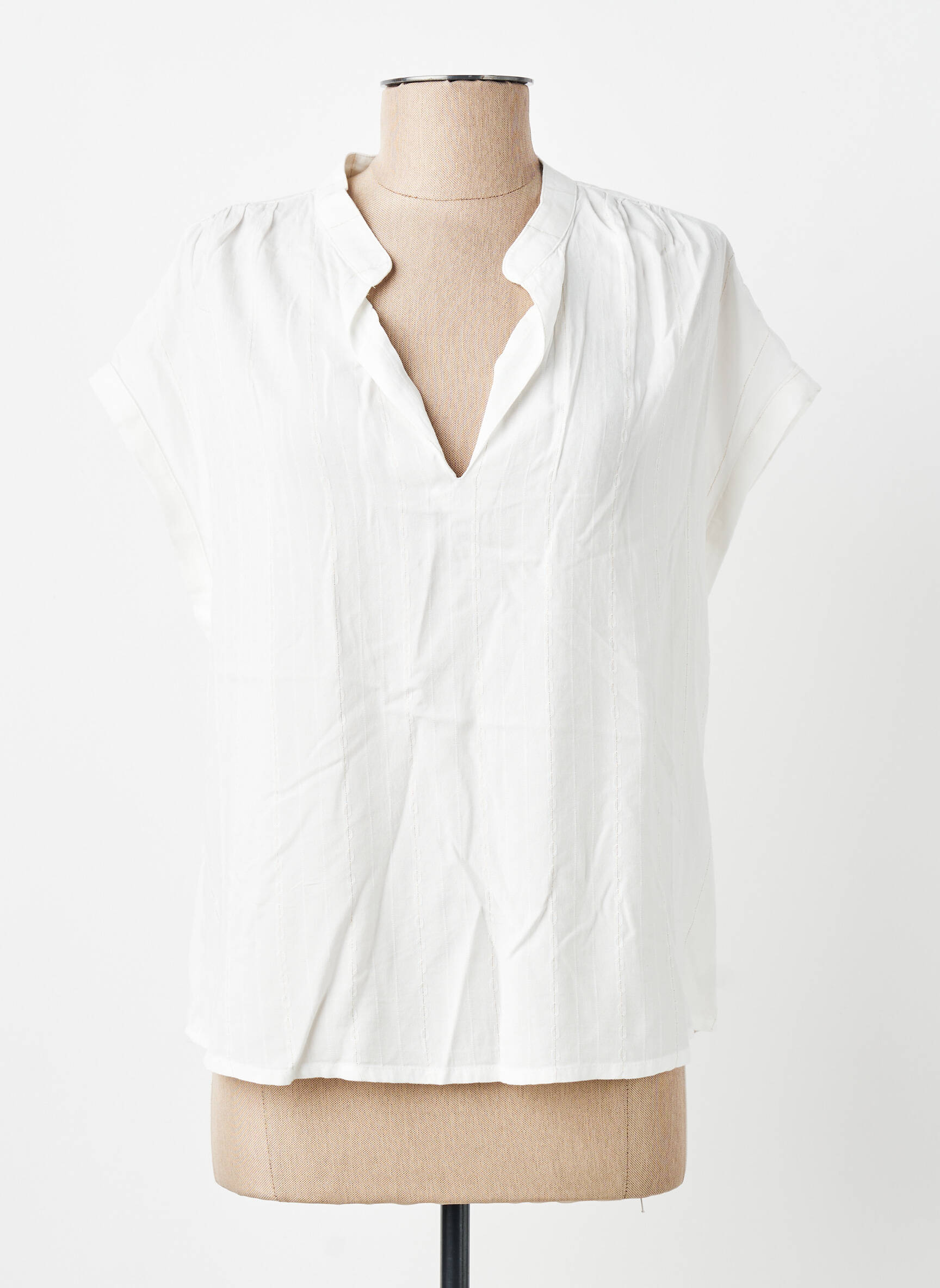 Blouse col v manches courtes blanc VILA femme