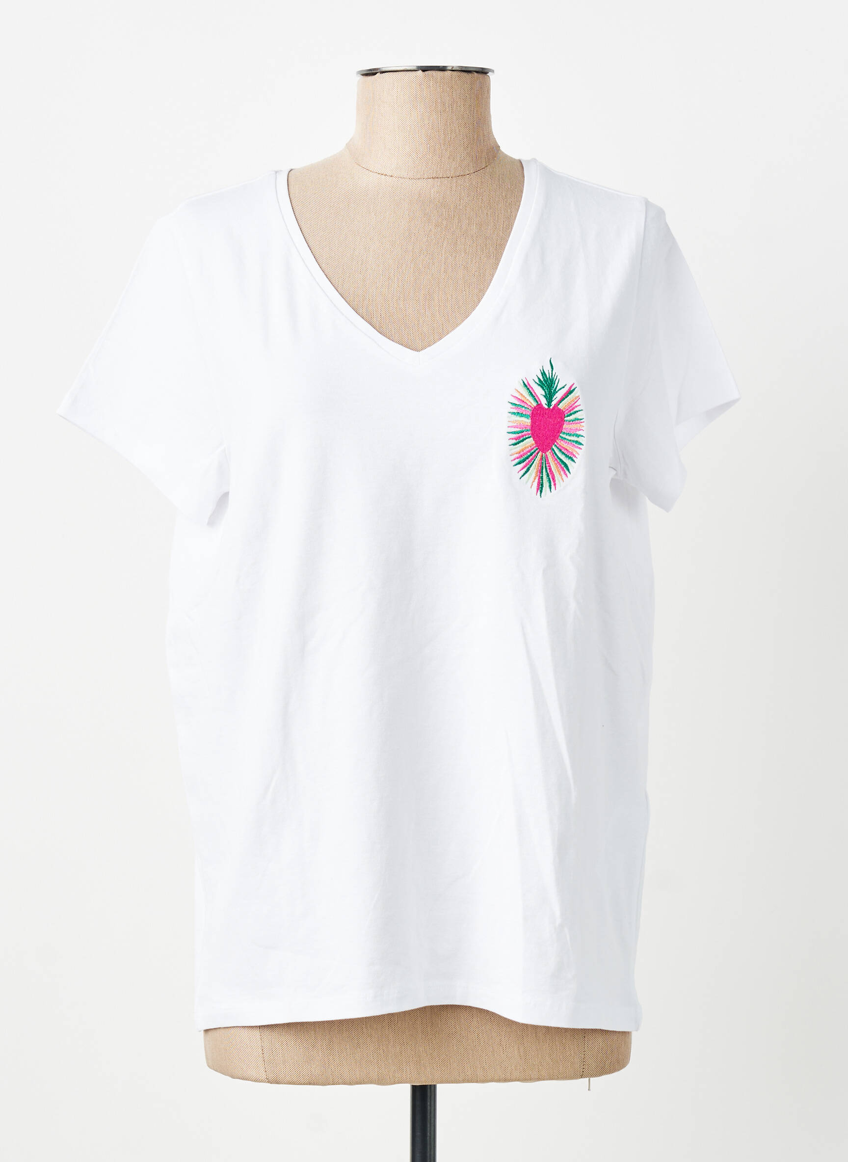 T-shirt coupe droite manches courtes blanc PIECES femme