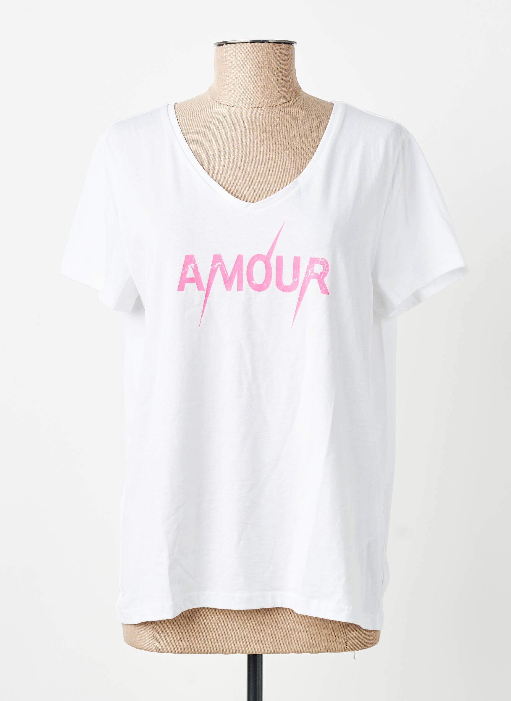 T-shirt coupe droite manches courtes blanc PIECES femme