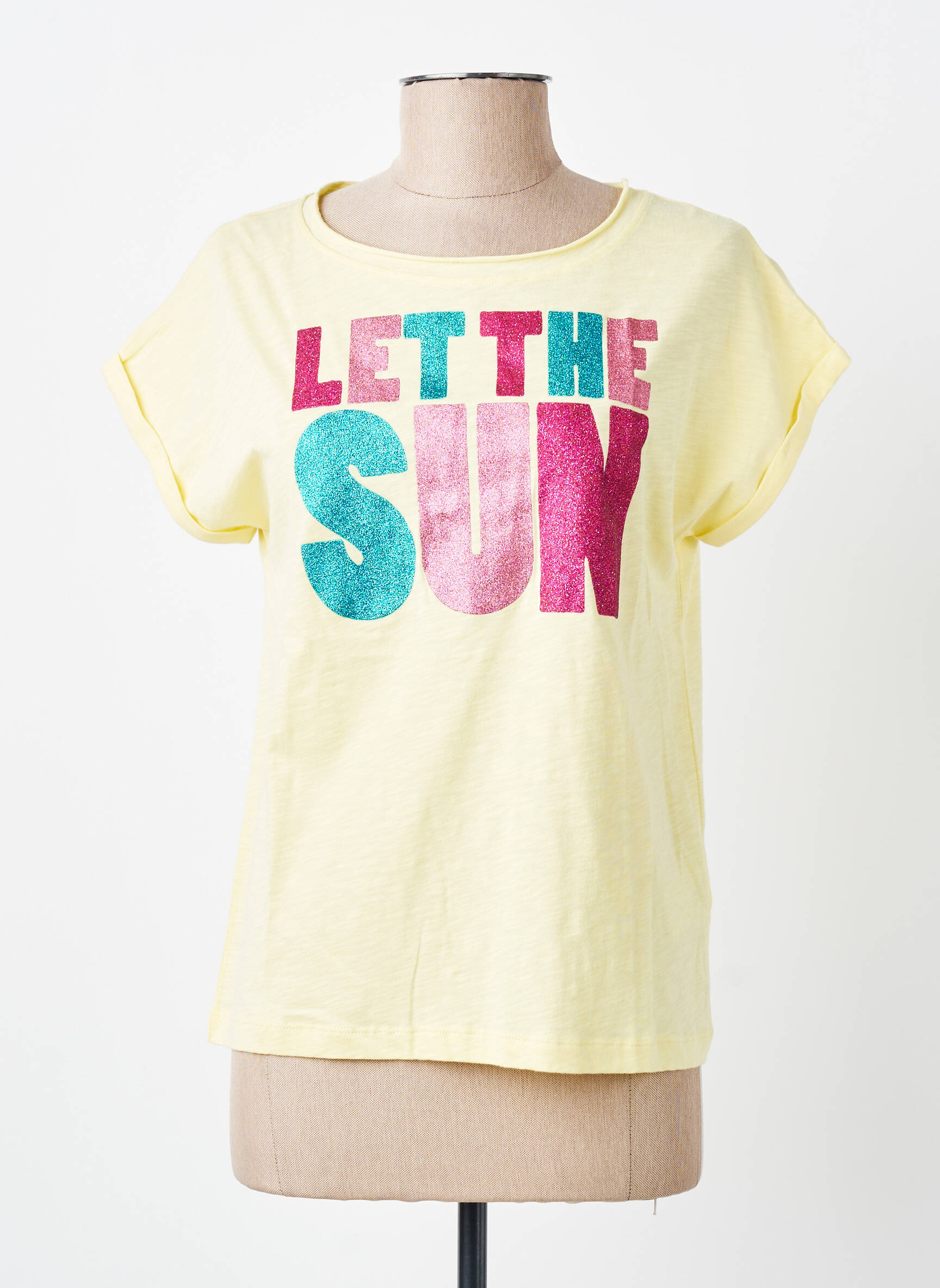 T-shirt coupe droite manches courtes jaune MY HELLO JOY femme