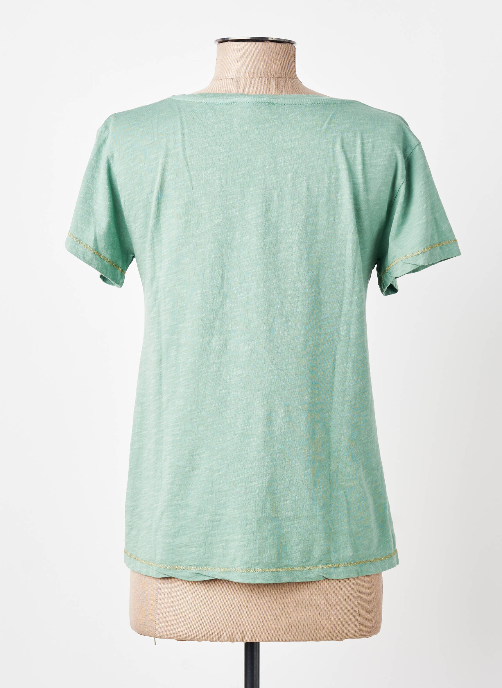 T-shirt col v manches courtes vert PAKO LITTO femme