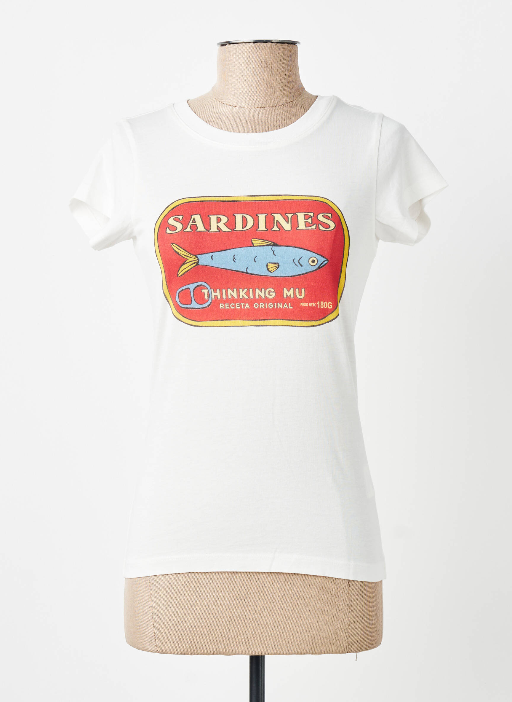 T-shirt imprimé fantaisie manches courtes beige THINKING MU femme