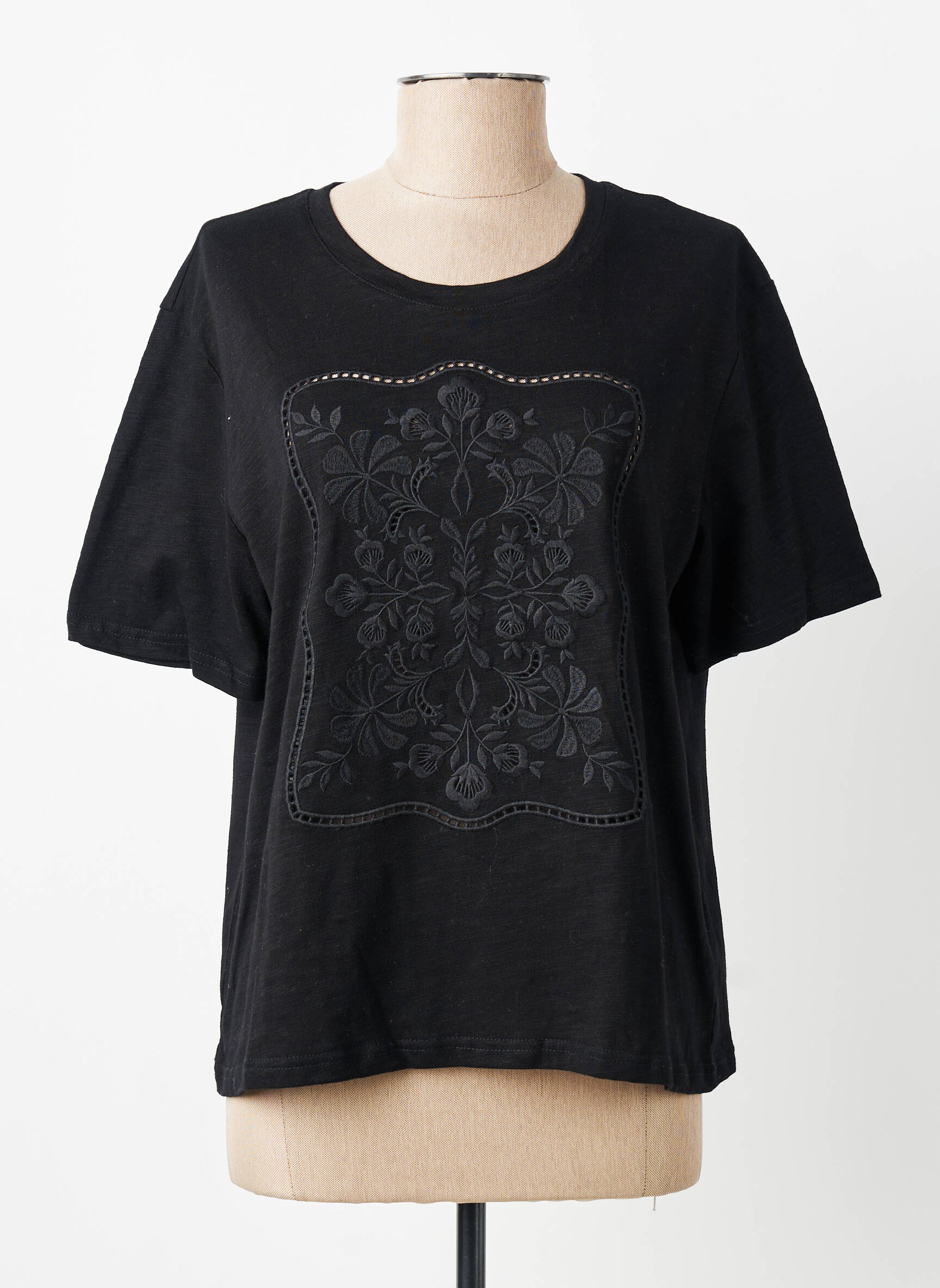T-shirt stretch manches courtes noir LA PETITE ETOILE femme