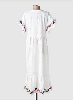 Robe longue coupe évasée manches courtes blanc OBJECT femme