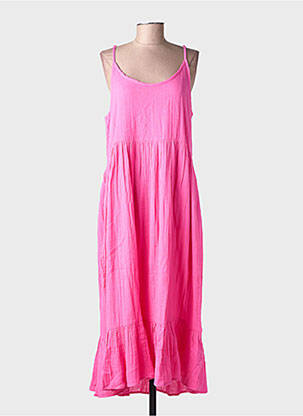 Robe mi-longue sans manche sans manche rose ICHI femme
