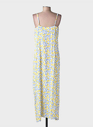 Robe longue imprimé fantaisie fines bretelles blanc PIECES femme
