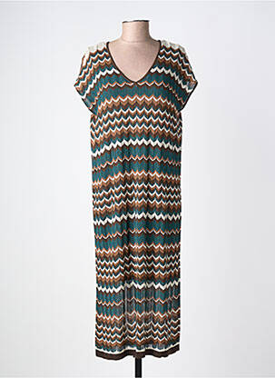 Robe mi-longue manches courtes manches courtes marron VILA femme