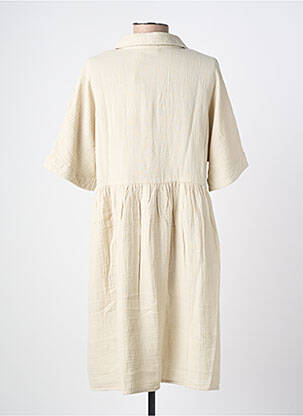 Robe mi-longue manches courtes manches courtes beige PIECES femme
