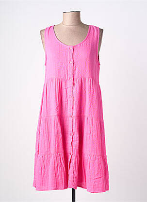 Robe mi-longue sans manche sans manche rose ICHI femme