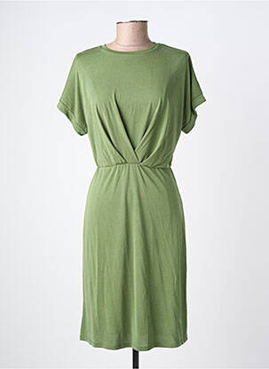 Robe mi-longue manches courtes manches courtes vert OBJECT femme