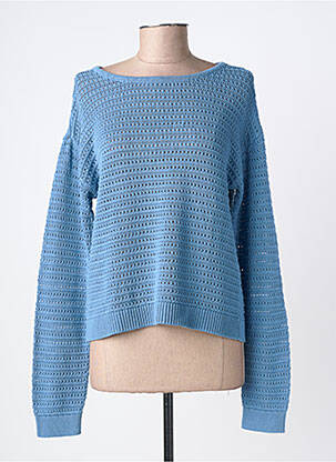Pull maille ajourée manches longues bleu VILA femme