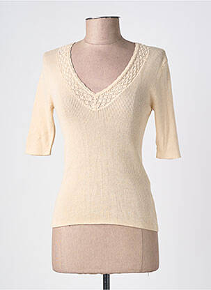 T-shirt col v manches courtes beige OBJECT femme