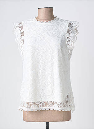 Top stretch manches courtes blanc PIECES femme