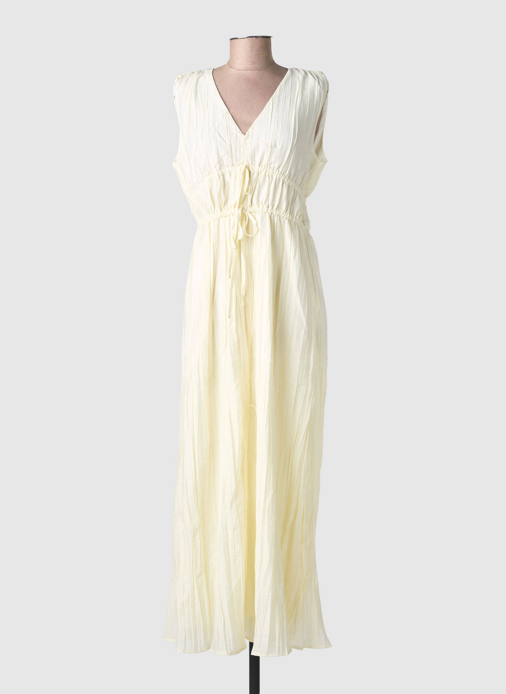 Robe longue manches courtes manches courtes beige OBJECT femme