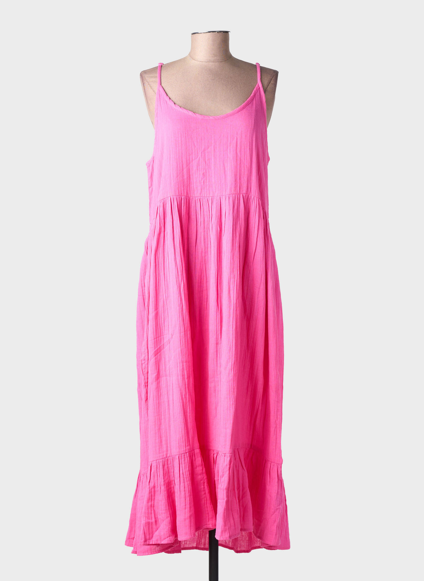 Robe mi-longue sans manche sans manche rose ICHI femme