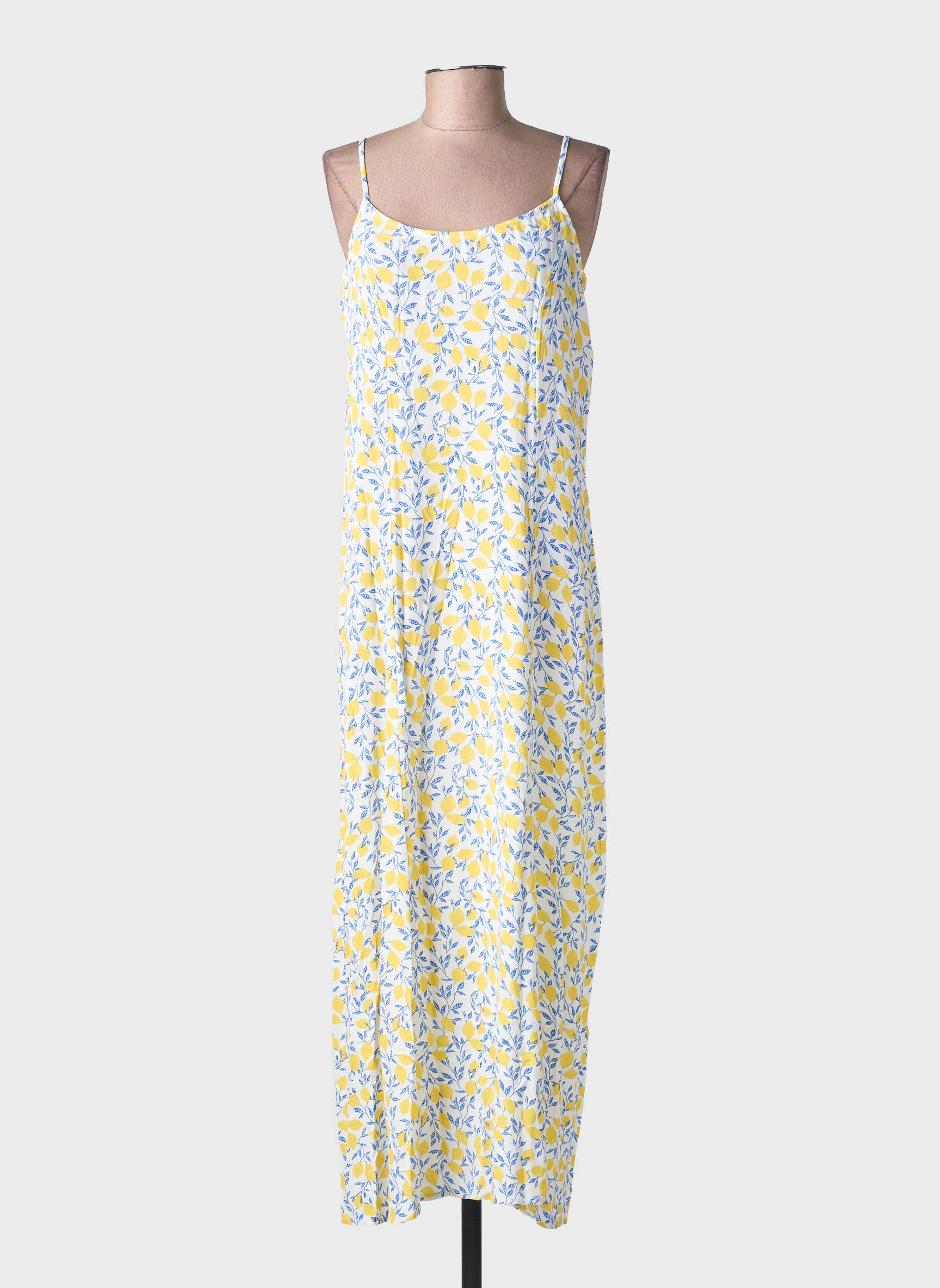 Robe longue imprimé fantaisie fines bretelles blanc PIECES femme