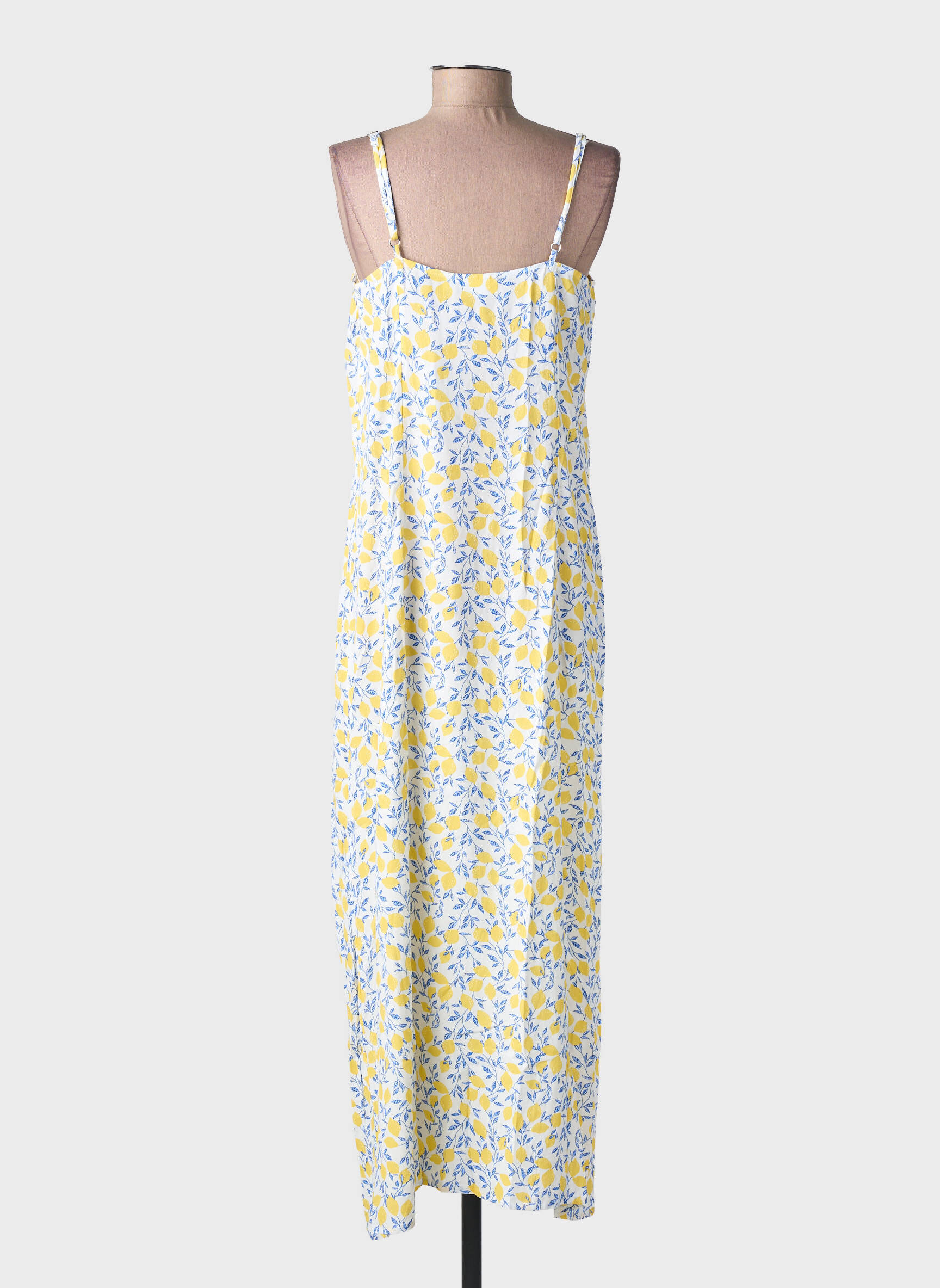 Robe longue imprimé fantaisie fines bretelles blanc PIECES femme