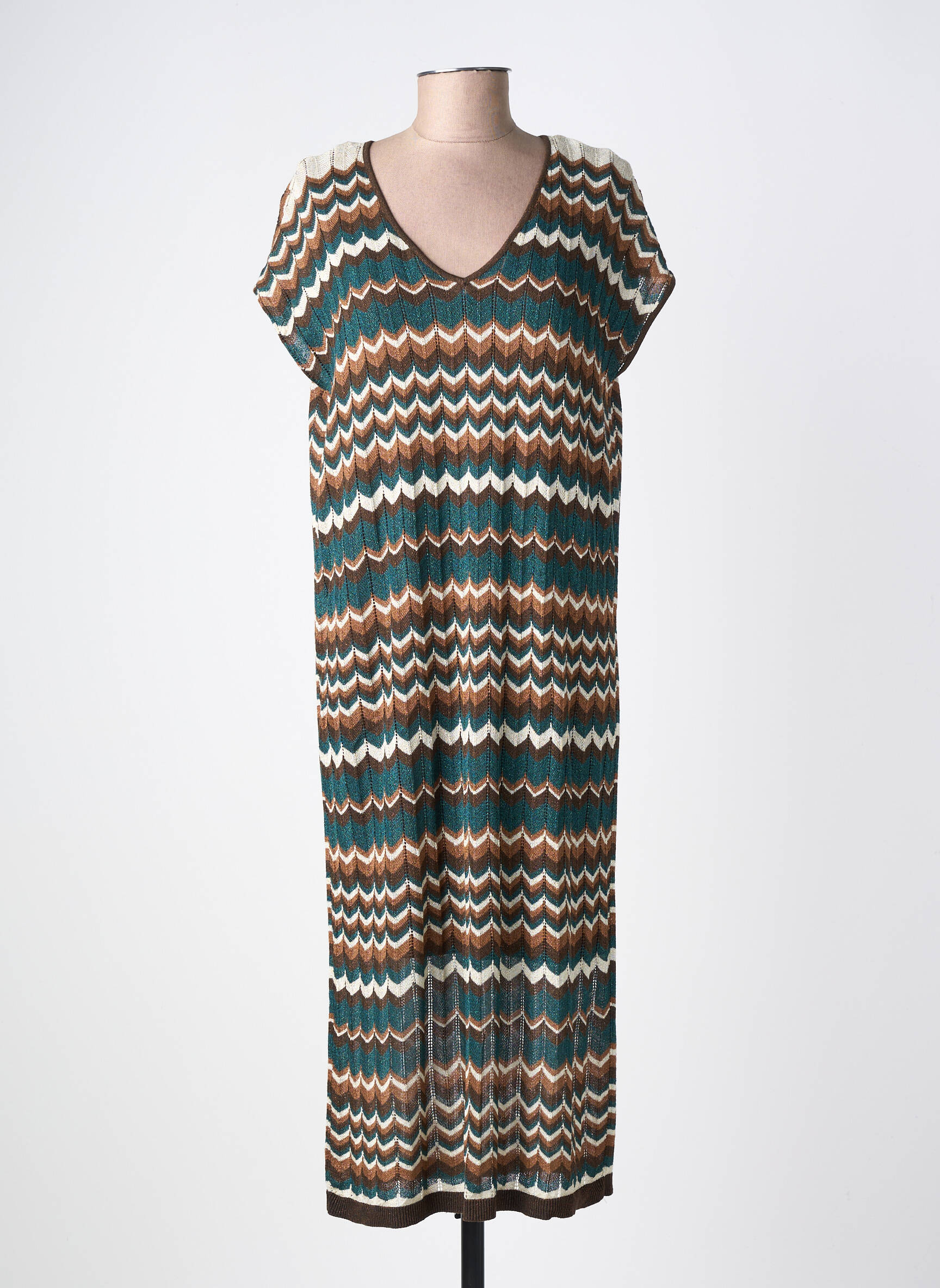 Robe mi-longue manches courtes manches courtes marron VILA femme