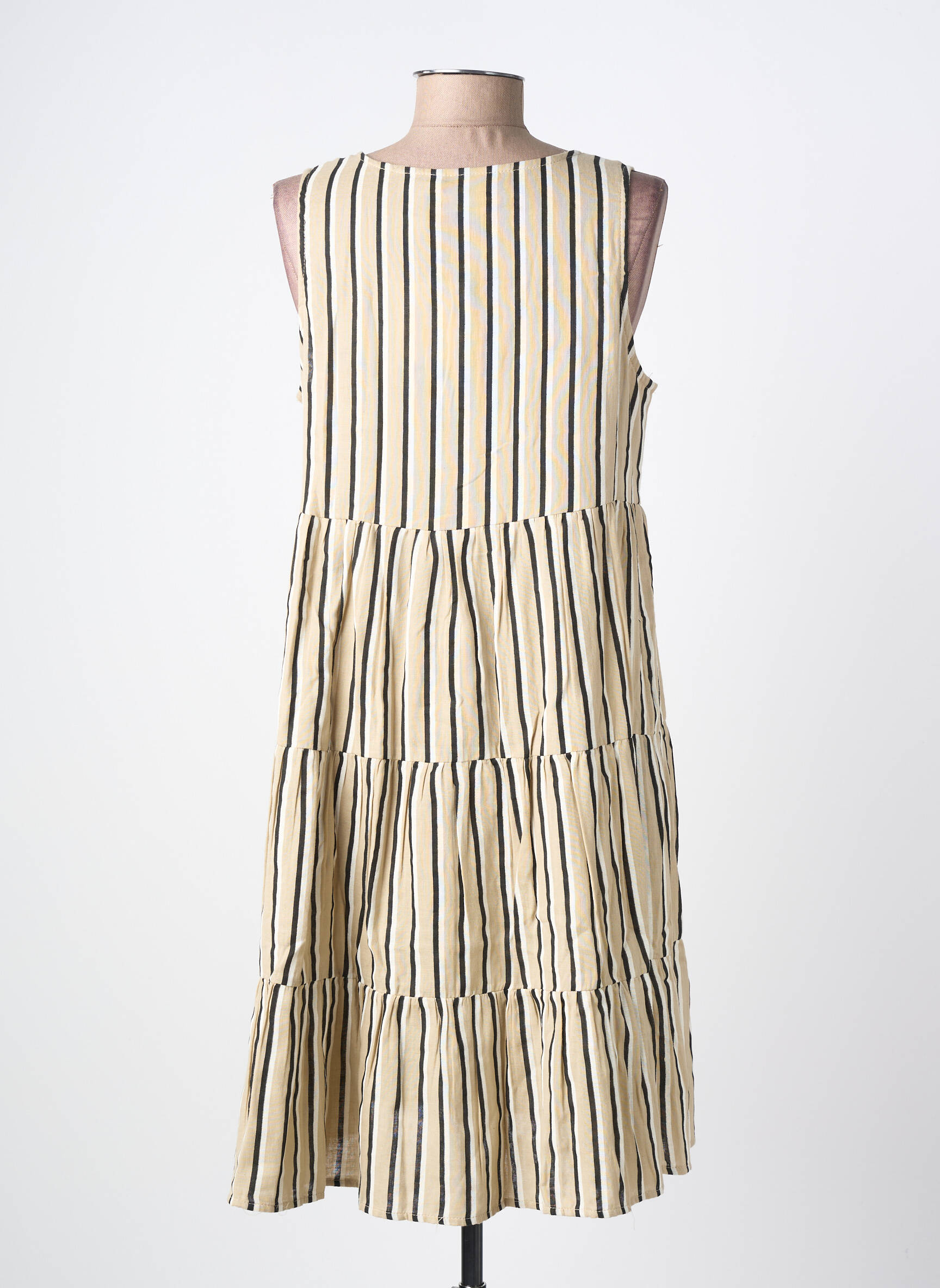 Robe mi-longue sans manche sans manche beige ICHI femme