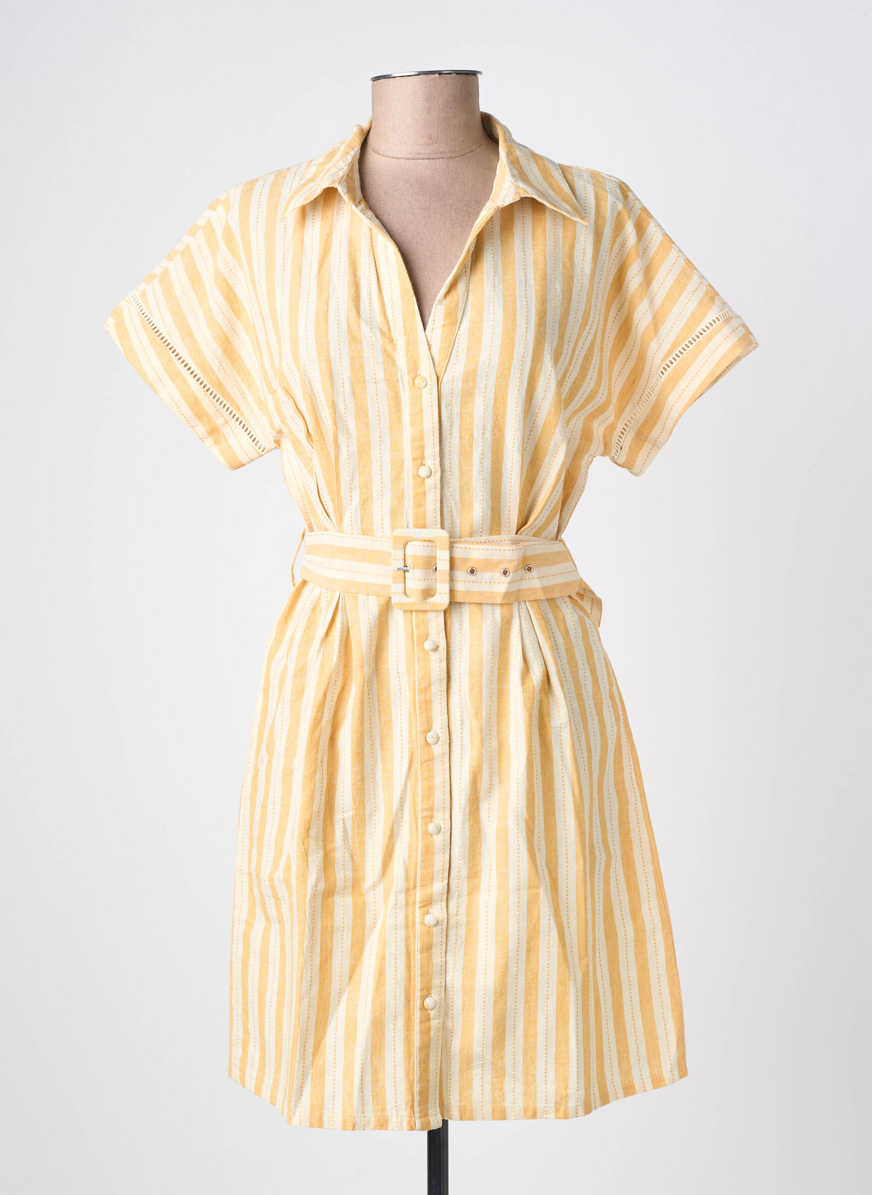 Robe courte manches courtes manches courtes jaune VILA femme