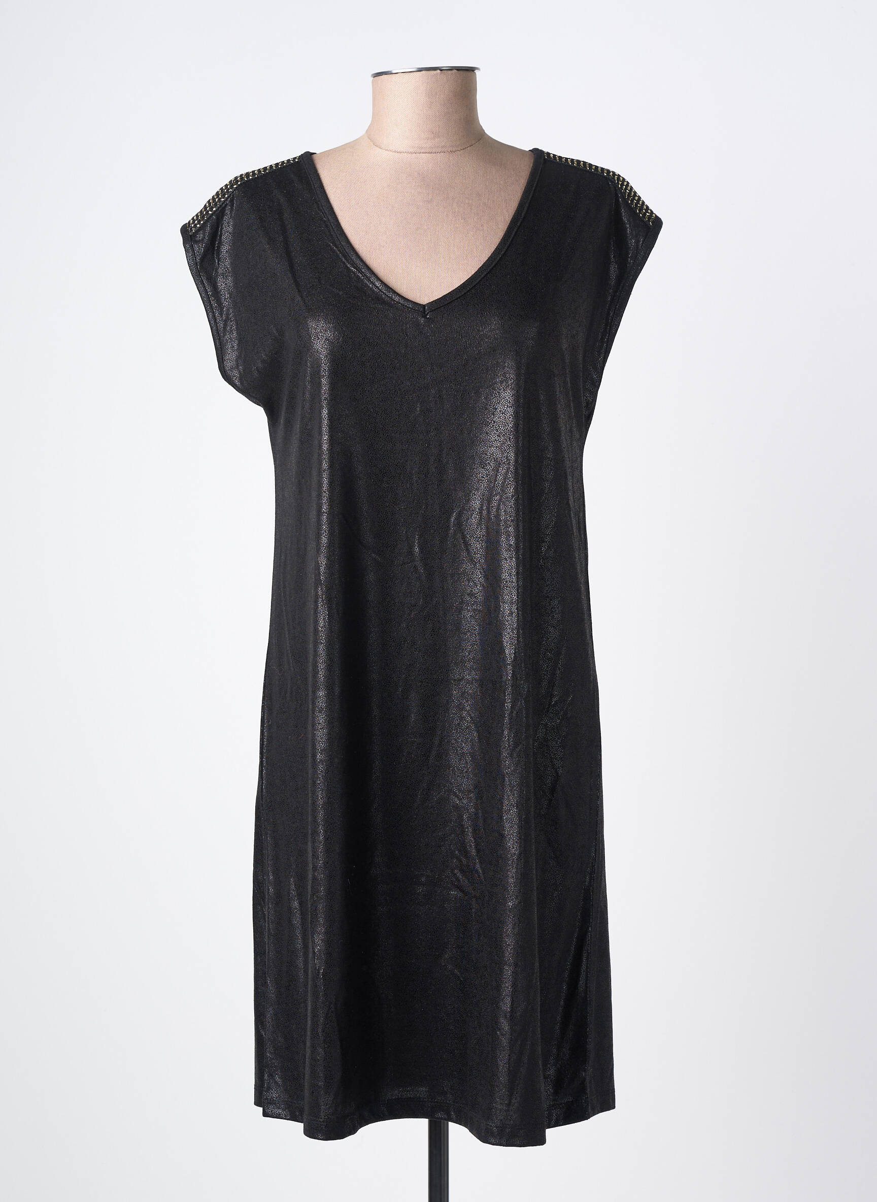Robe courte manches courtes manches courtes noir PIECES femme