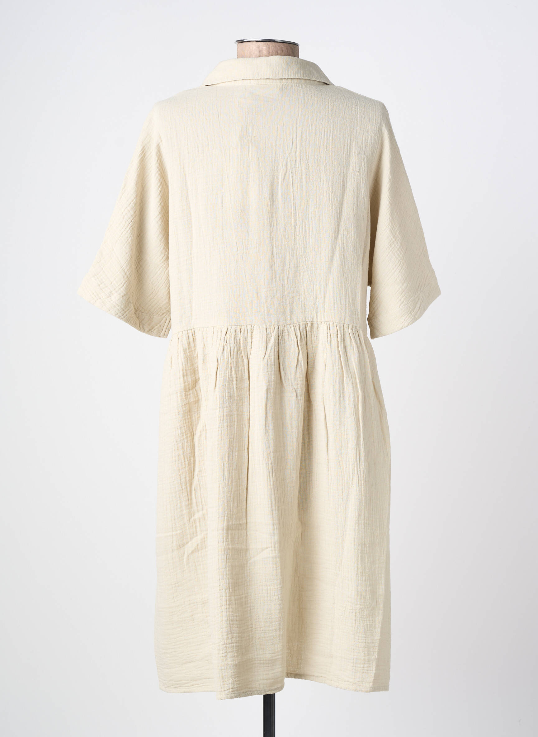 Robe mi-longue manches courtes manches courtes beige PIECES femme