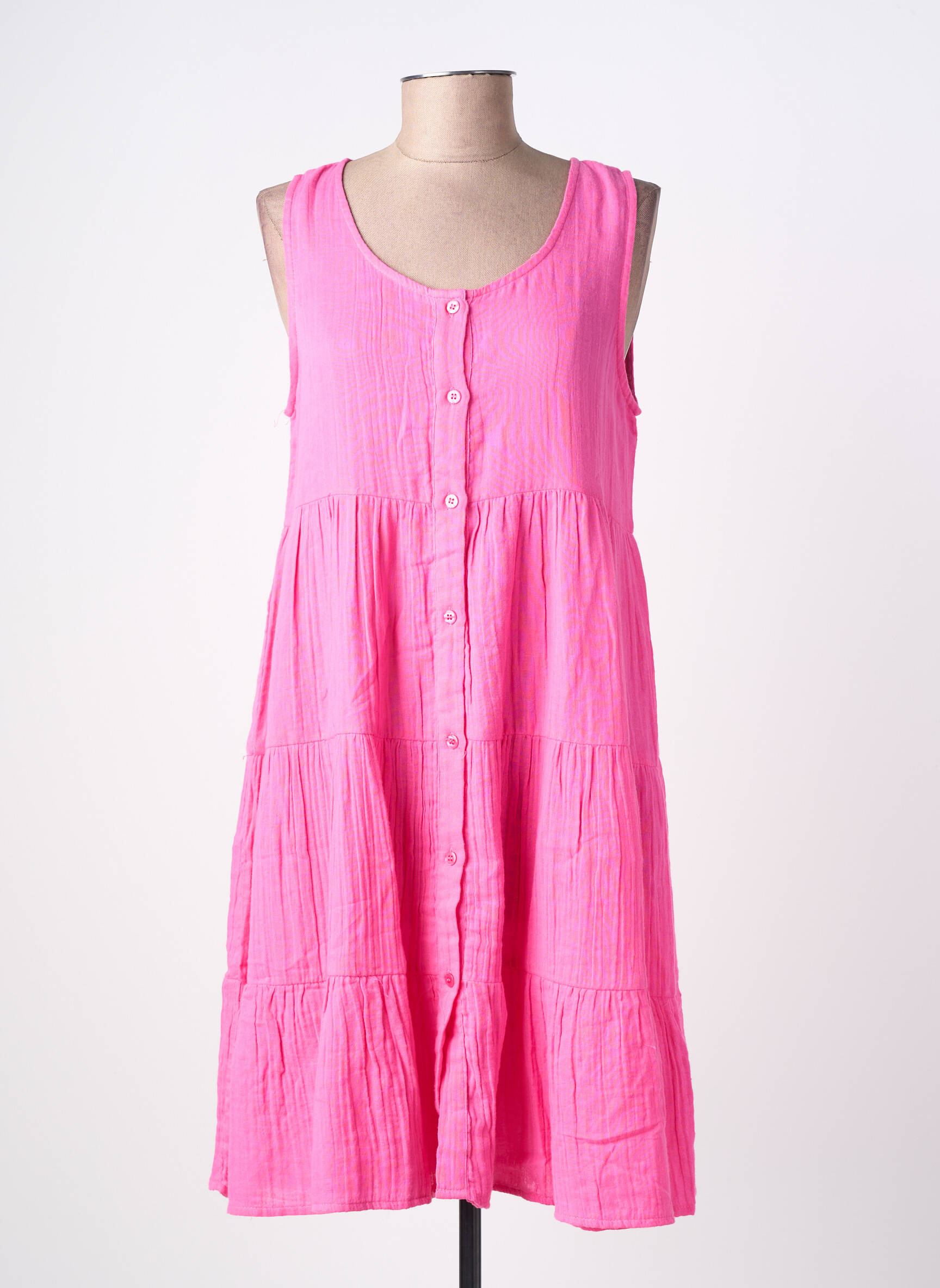 Robe mi-longue sans manche sans manche rose ICHI femme