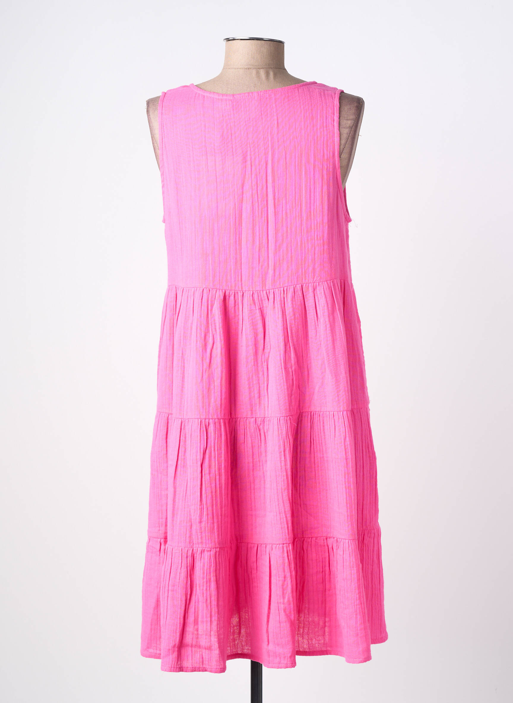 Robe mi-longue sans manche sans manche rose ICHI femme