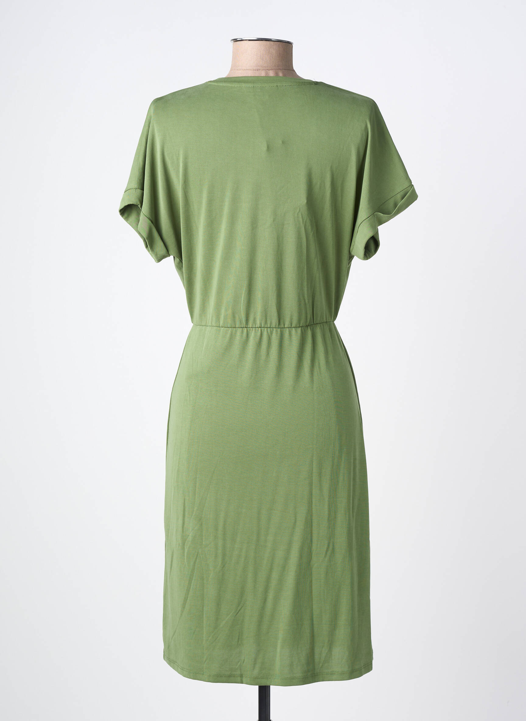 Robe mi-longue manches courtes manches courtes vert OBJECT femme