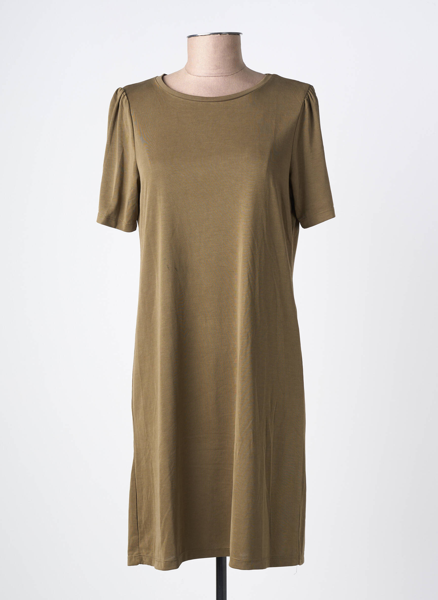 Robe mi-longue manches courtes manches courtes vert PIECES femme
