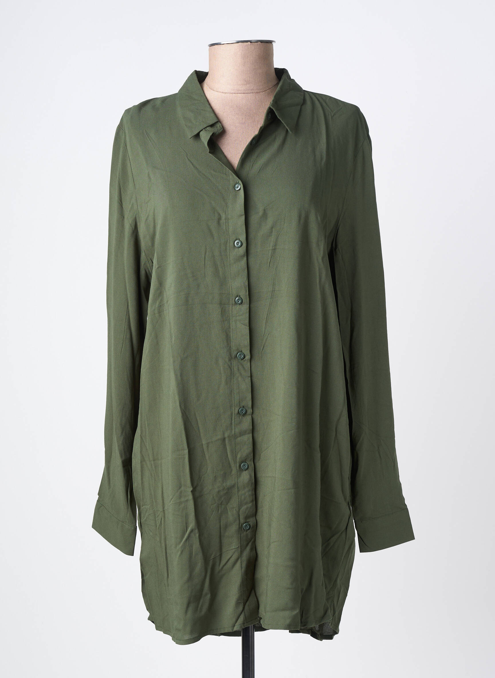 Robe courte manches longues manches longues vert ICHI femme