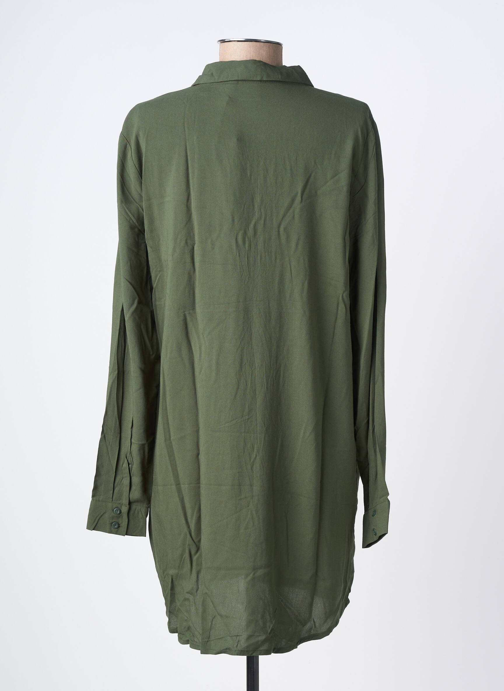 Robe courte manches longues manches longues vert ICHI femme