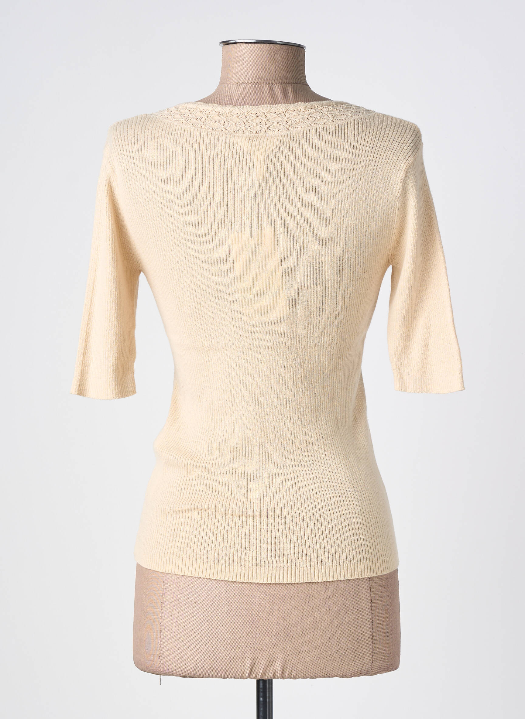 T-shirt col v manches courtes beige OBJECT femme
