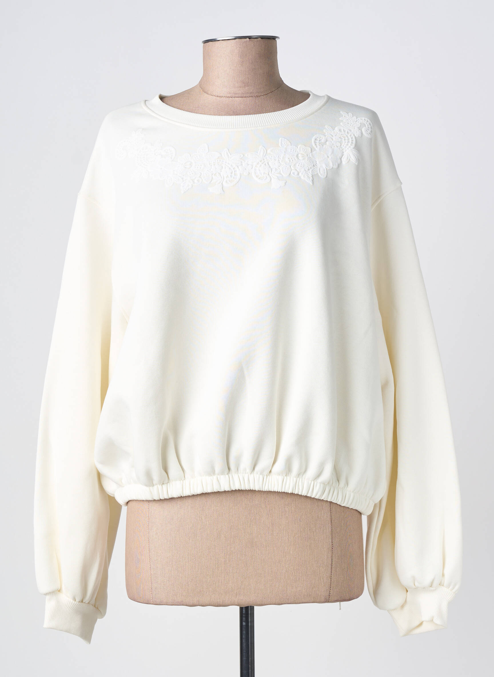 Sweat-shirt broderie manches longues blanc HPDP (HYPE DROP) femme