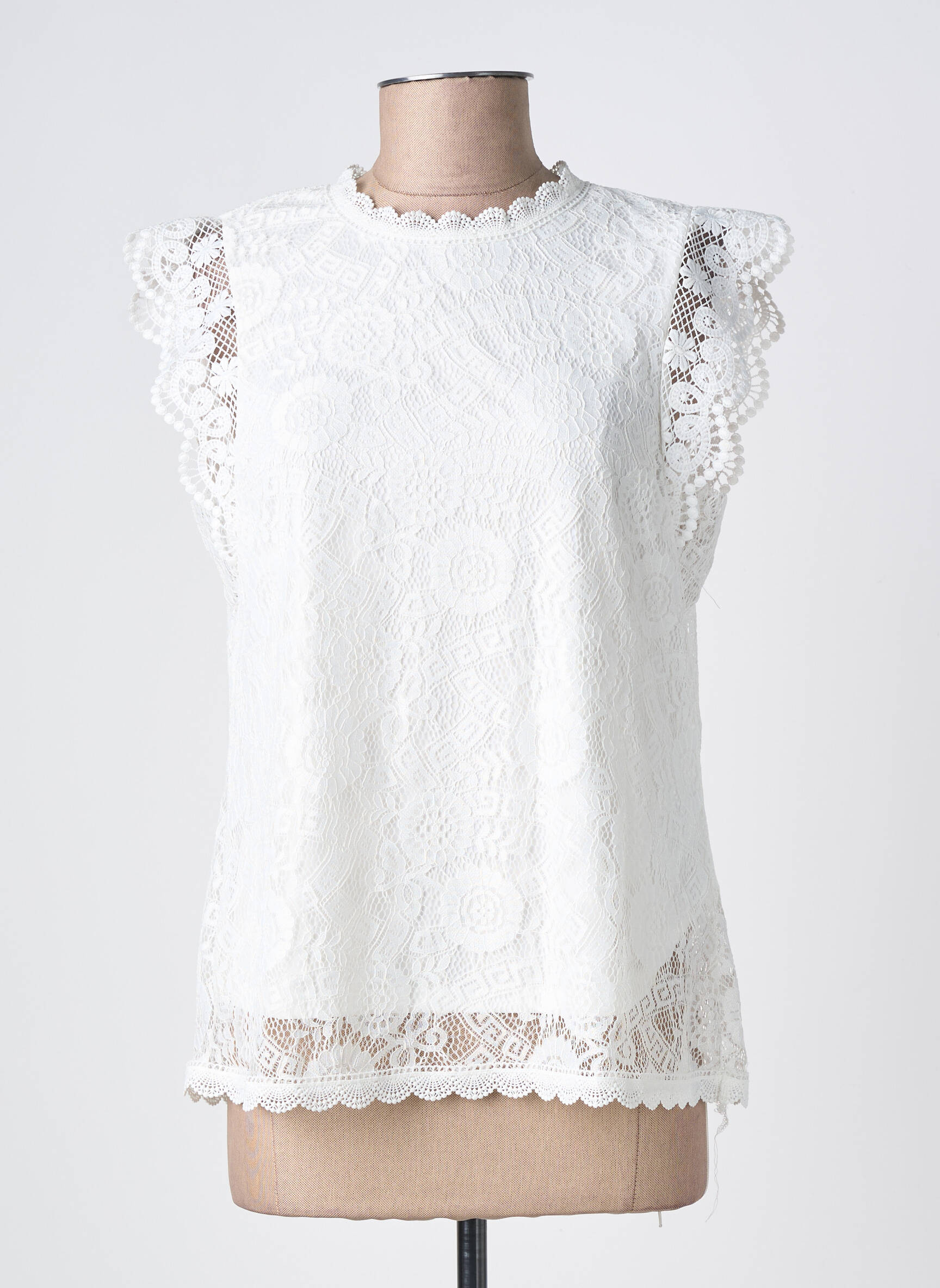Top stretch manches courtes blanc PIECES femme