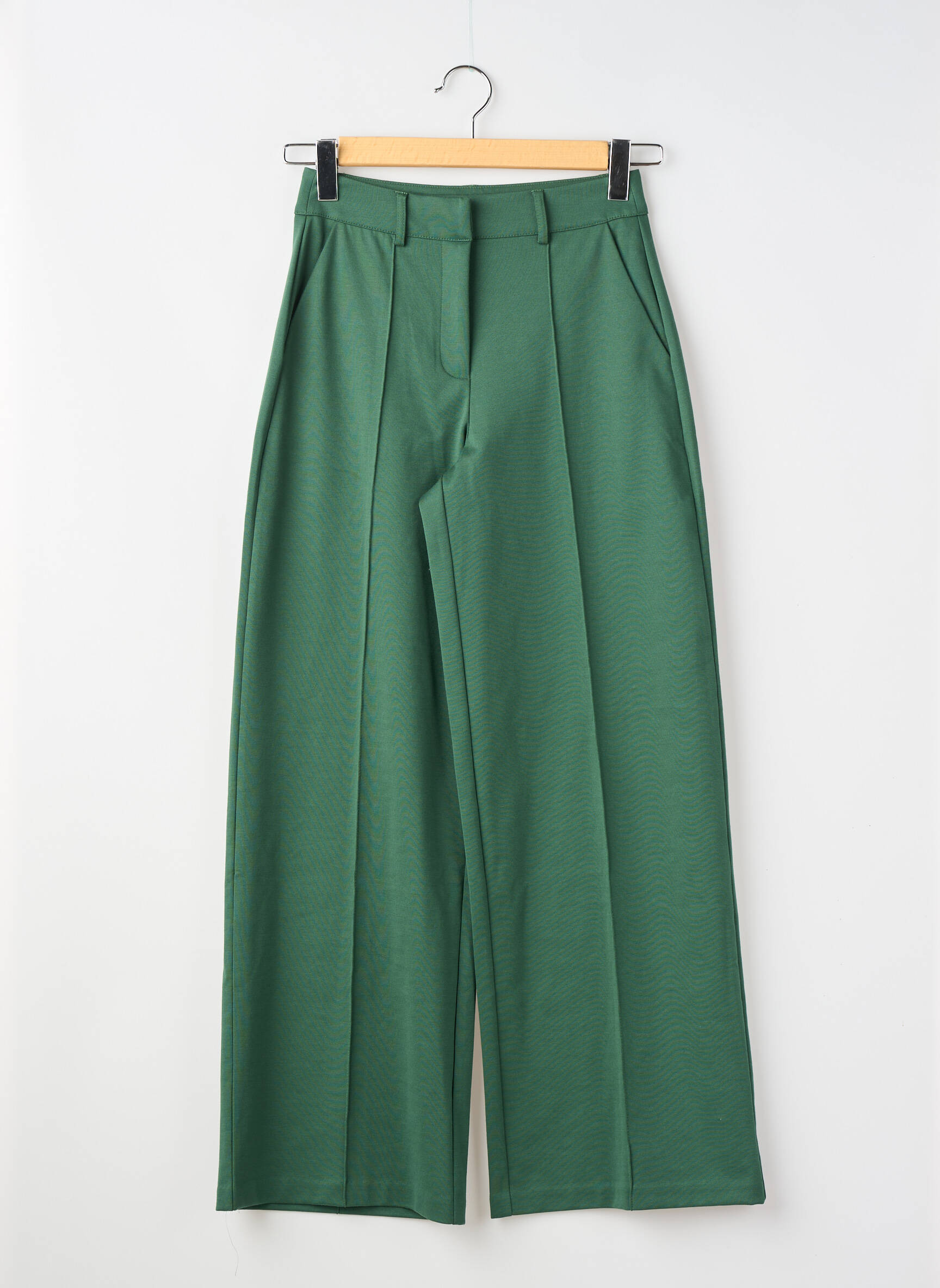 Pantalon droit stretch taille normale vert ICHI femme