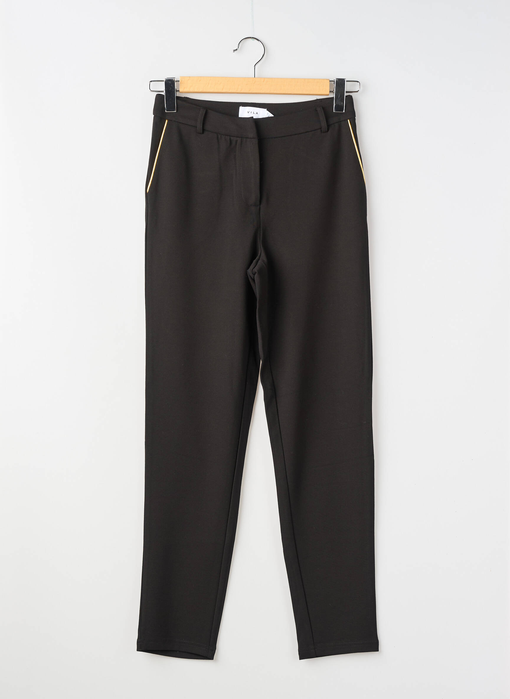 Pantalon droit stretch taille normale noir VILA femme