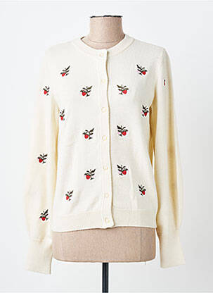 Gilet manches longues col rond beige OBJECT femme
