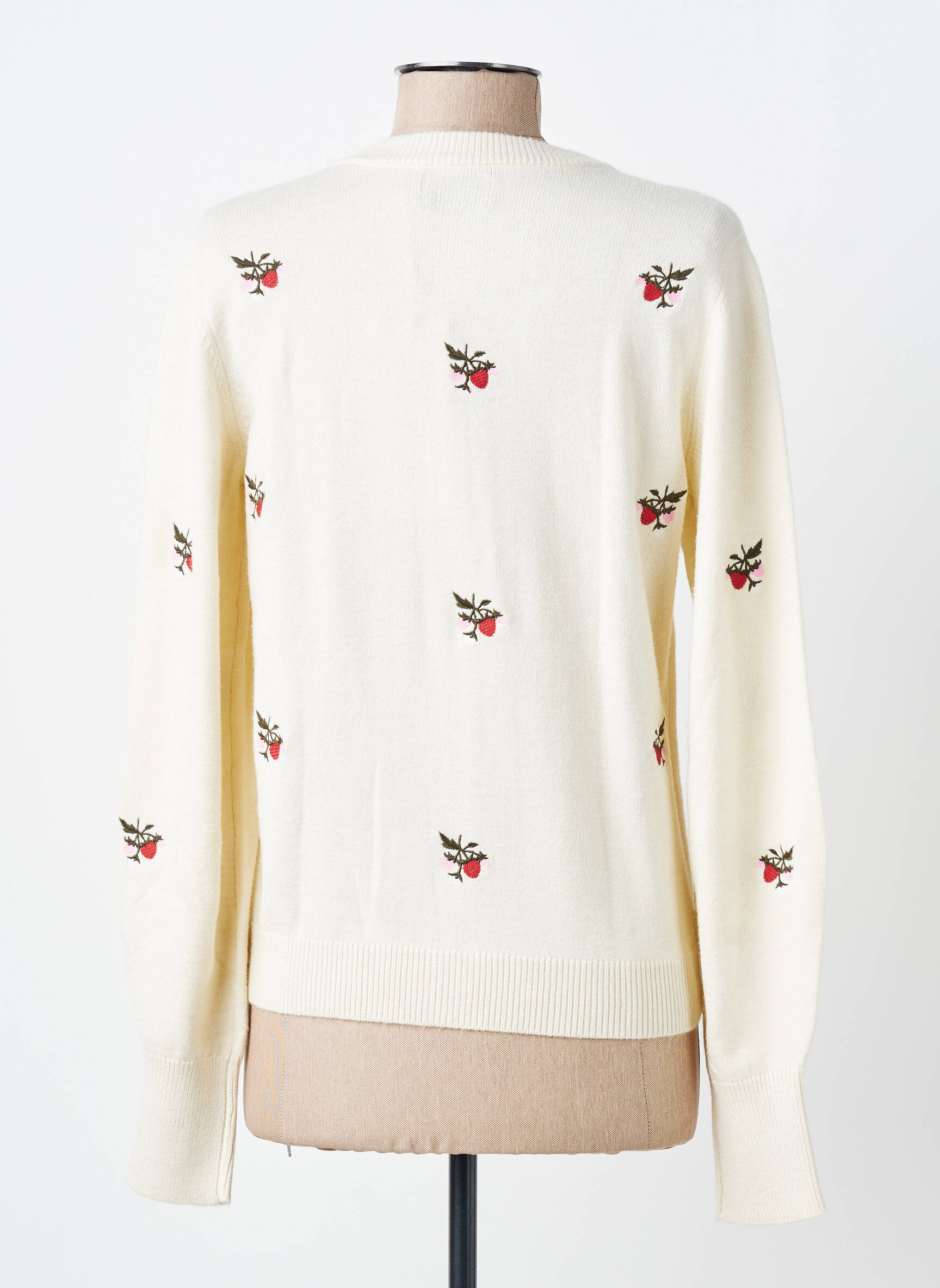Gilet manches longues col rond beige OBJECT femme