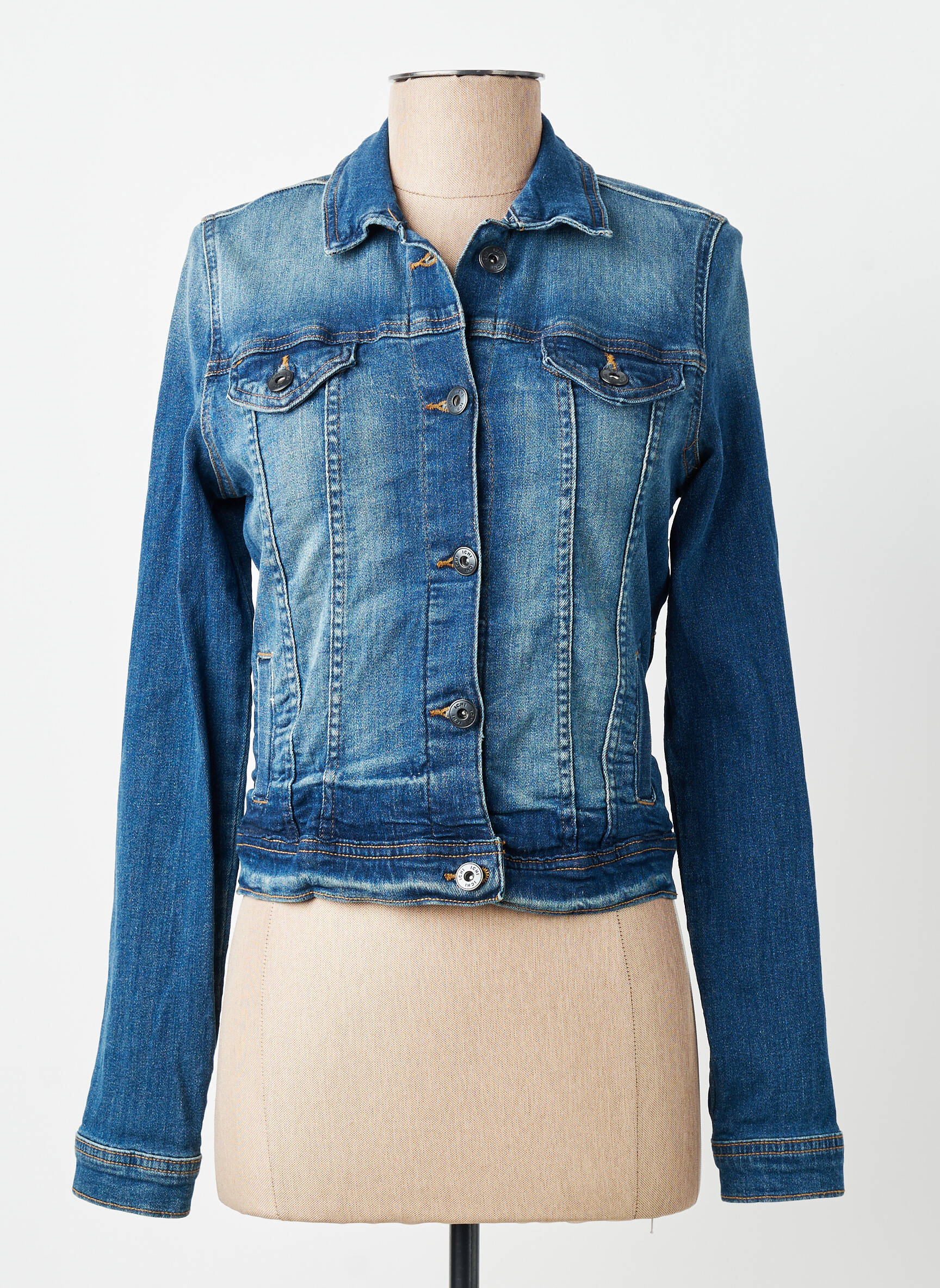 Veste casual poignets boutonnés avec fente bleu ICHI femme