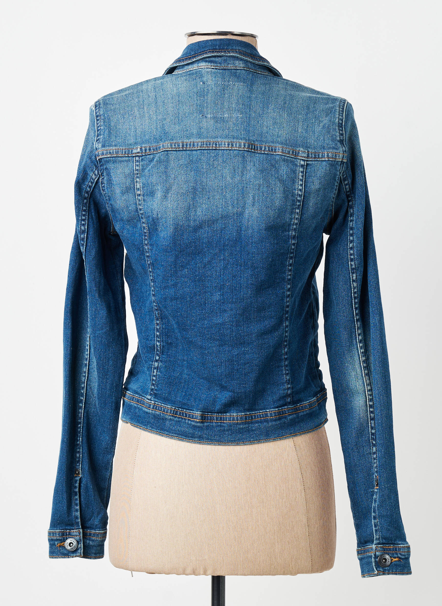 Veste casual poignets boutonnés avec fente bleu ICHI femme
