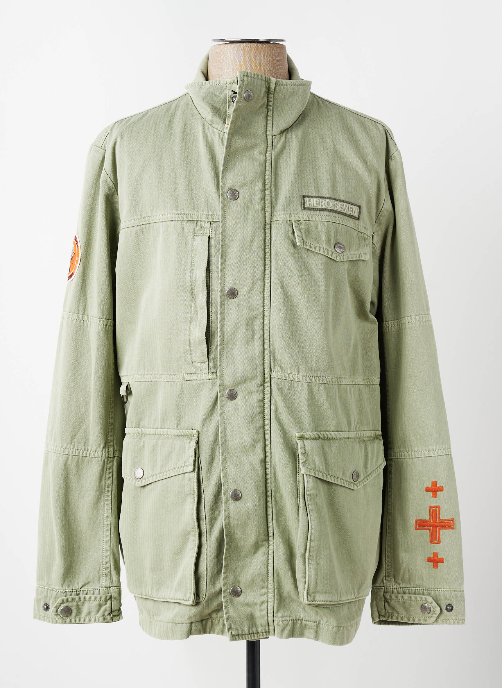 Parka multipoches sans capuche vert HERO SEVEN homme