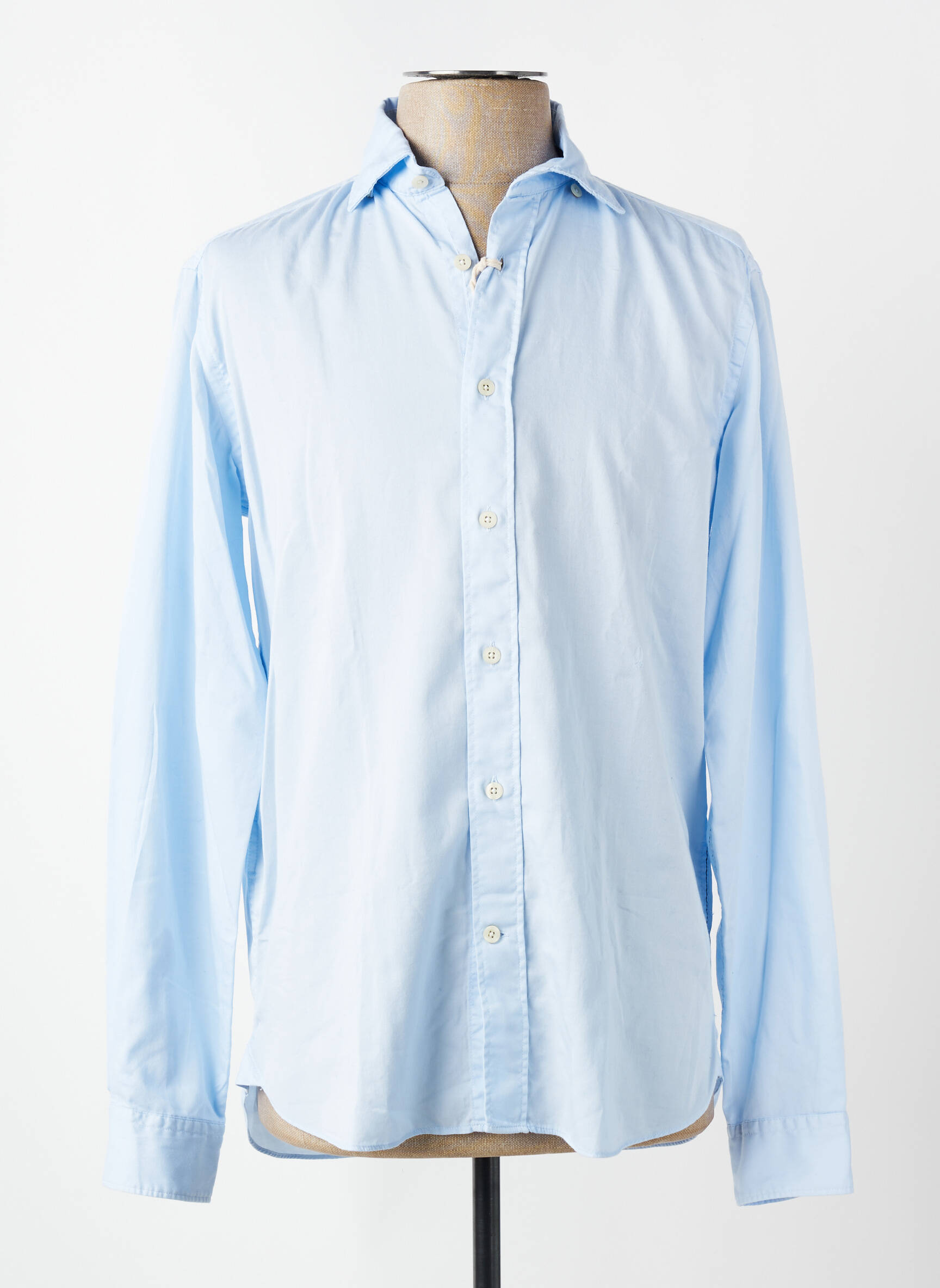 Chemise manches longues tissage popeline bleu FIL NOIR homme