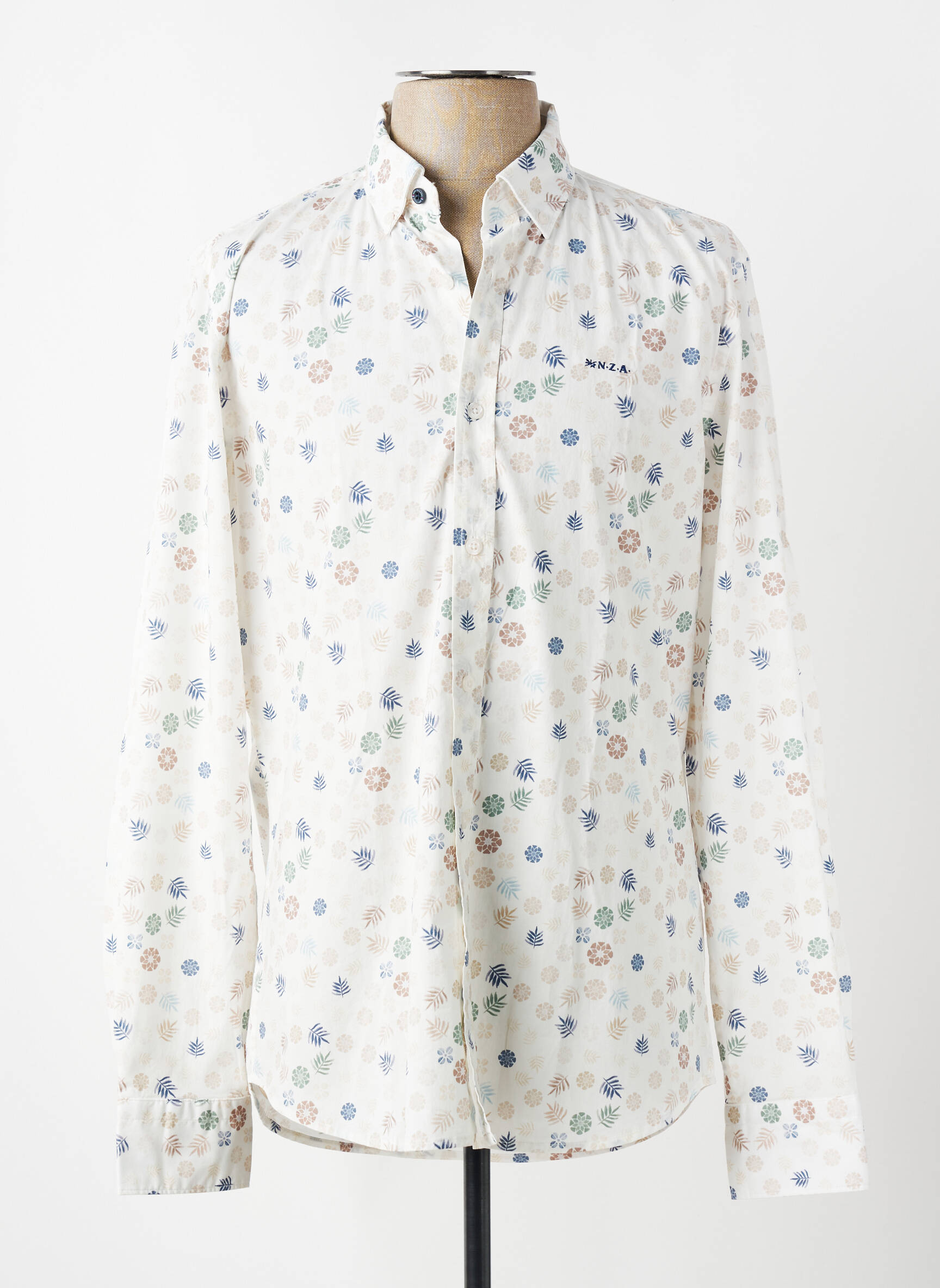 Chemise manches longues imprimé fantaisie beige N.Z.A NEW ZEALAND homme