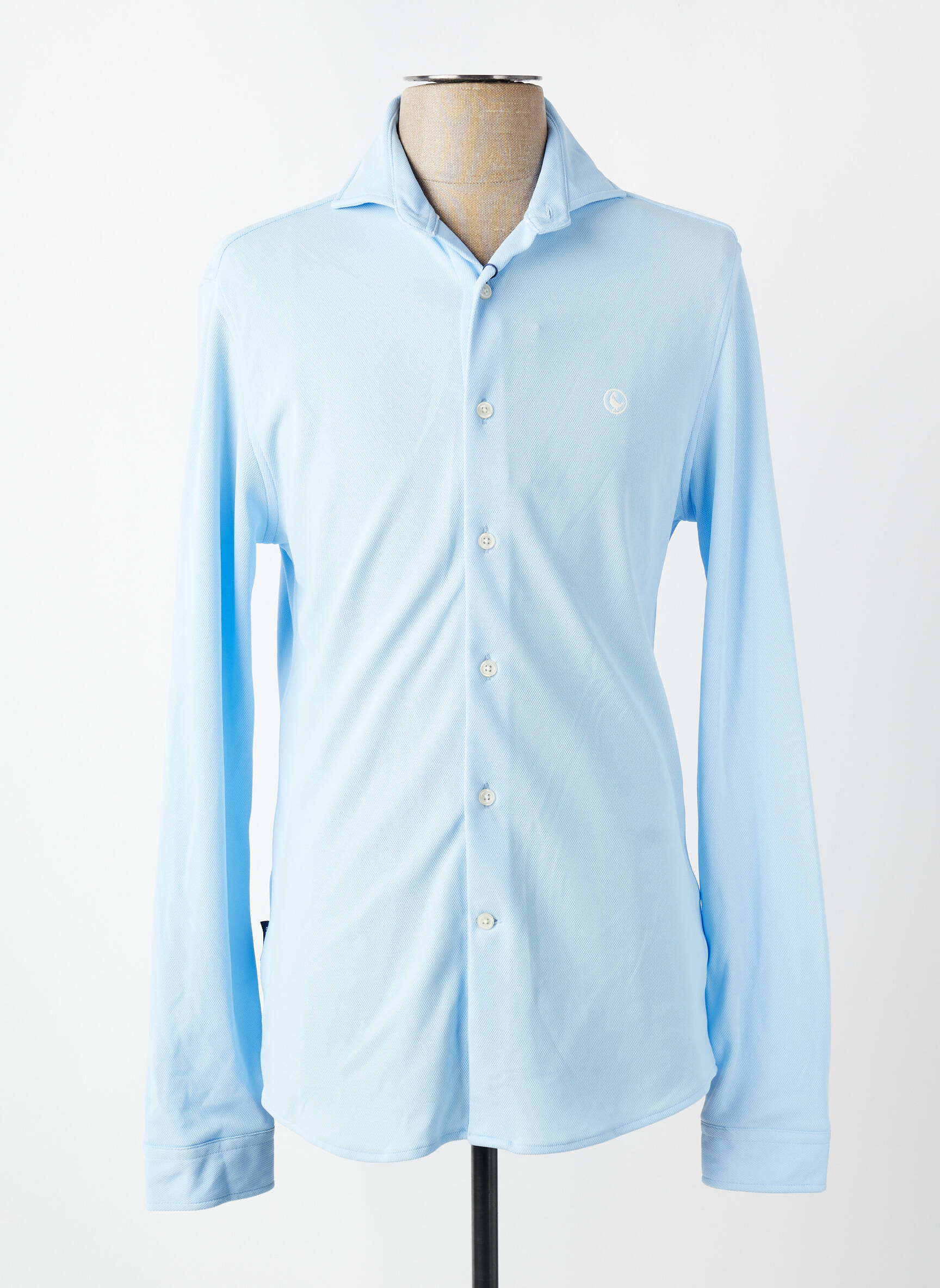 Chemise manches longues tissage popeline bleu EL GANSO homme