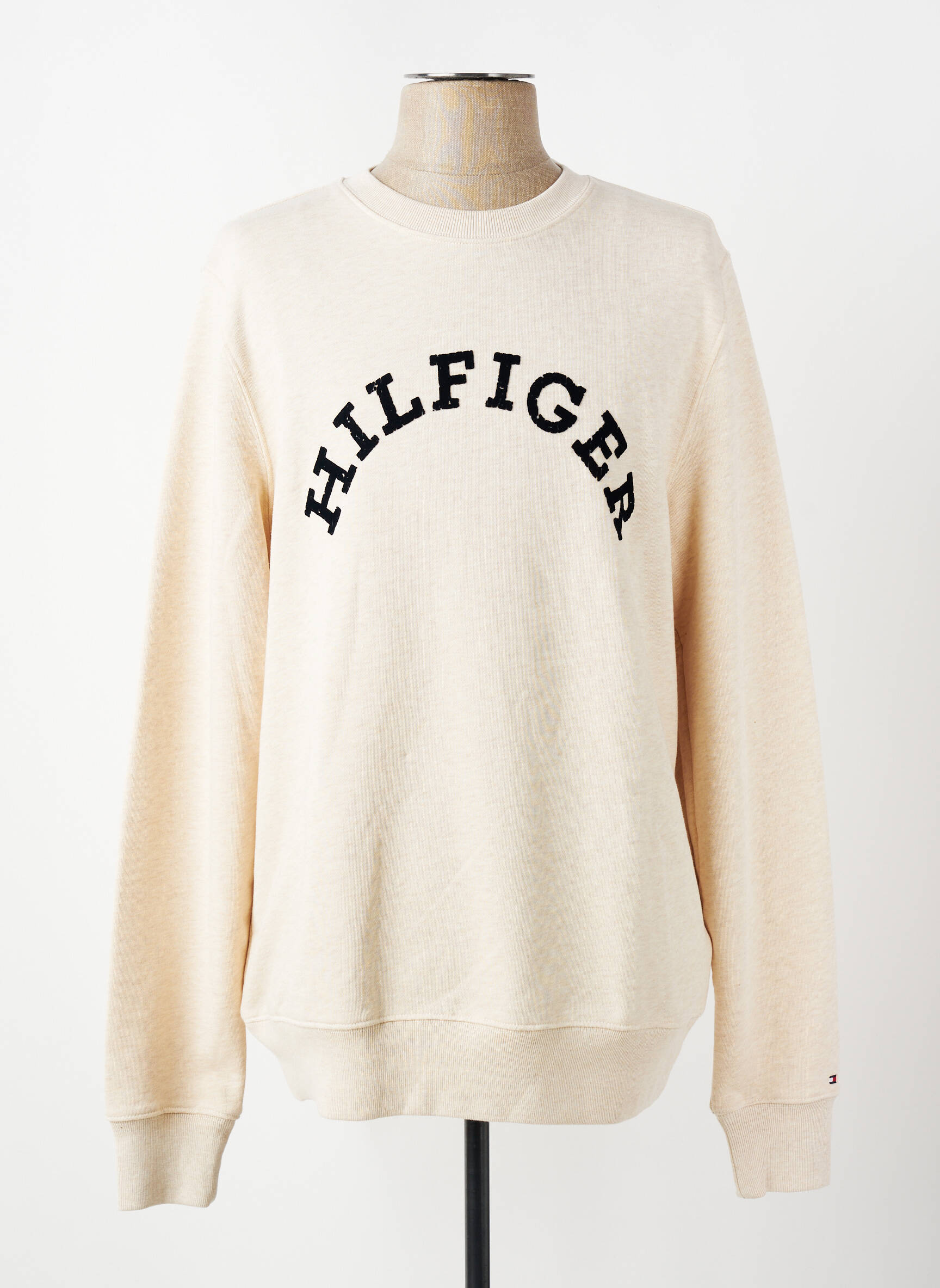 Sweat-shirt tissage jersey manches longues beige TOMMY HILFIGER homme