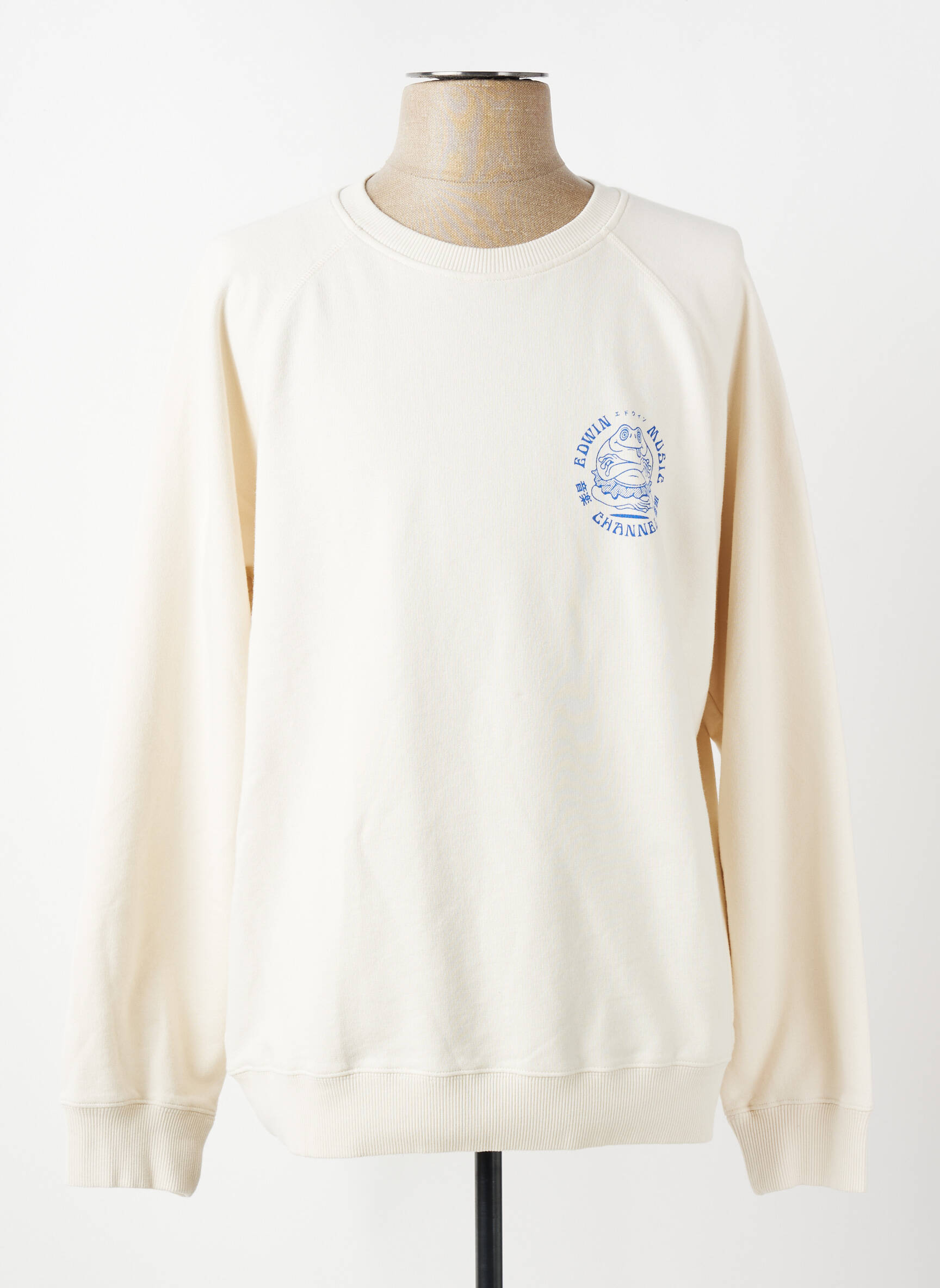 Sweat-shirt tissage jersey manches longues beige EDWIN homme