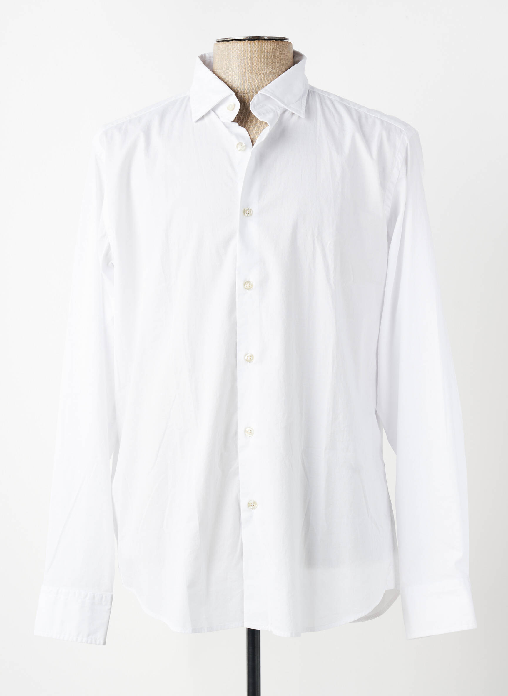 Chemise manches longues tissage popeline blanc FIL NOIR homme